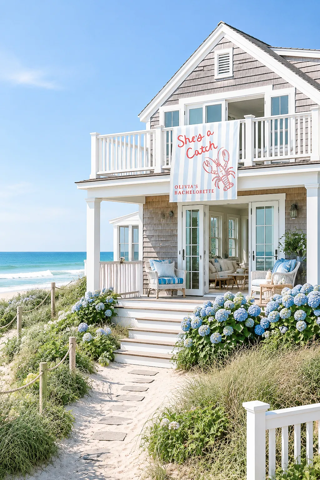 Coastal beach house for a She's a Catch bachelorette weekend — Cape Cod / New England nautical setting